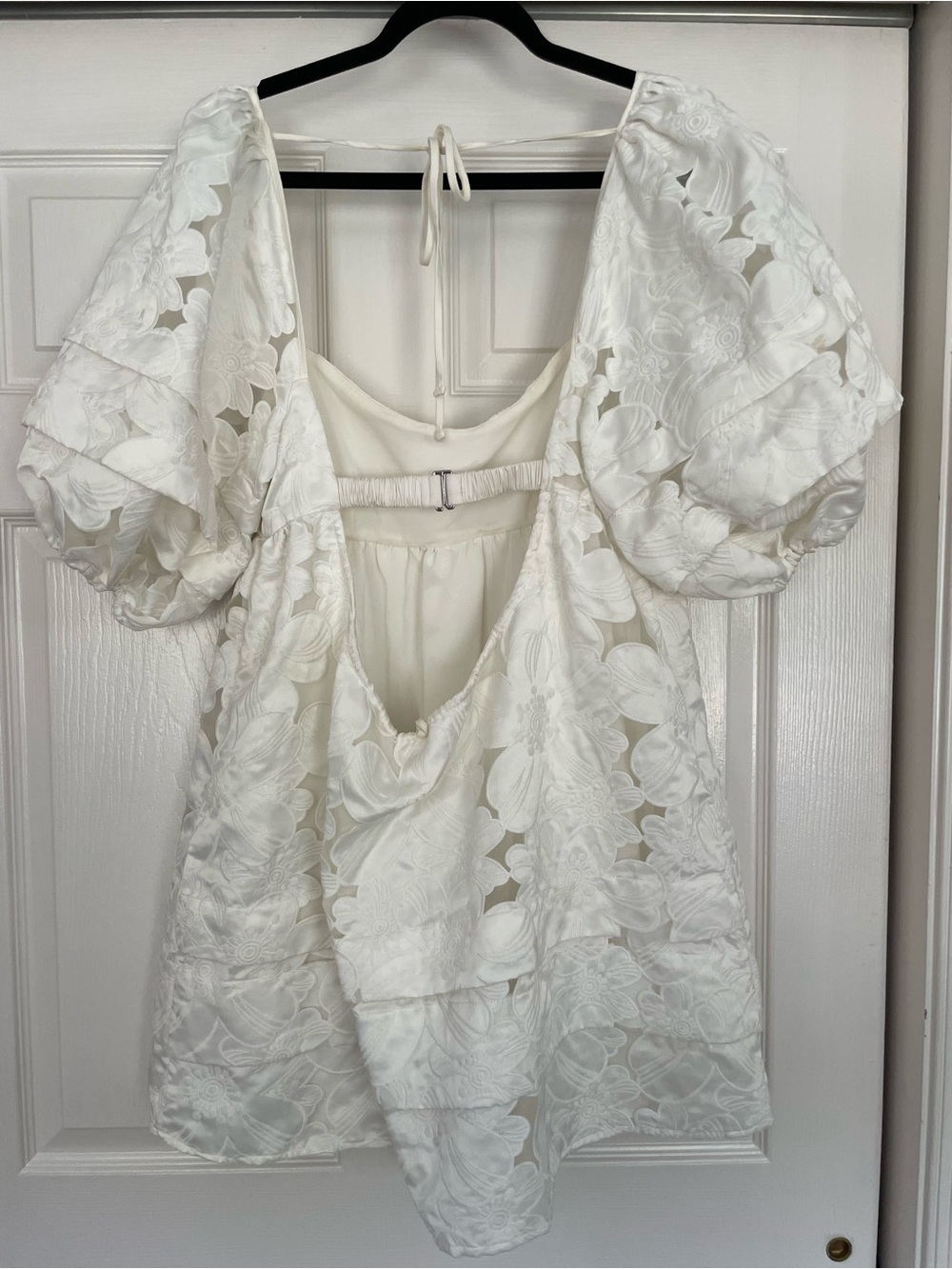 For Love & Lemons White Puff-Sleeve Eyelet Mini Dress - Picture 3 of 8